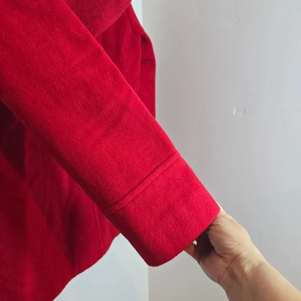 Michael Michael Kors 100%Wool Red Pea Coat Hoodie Jacket Size 4